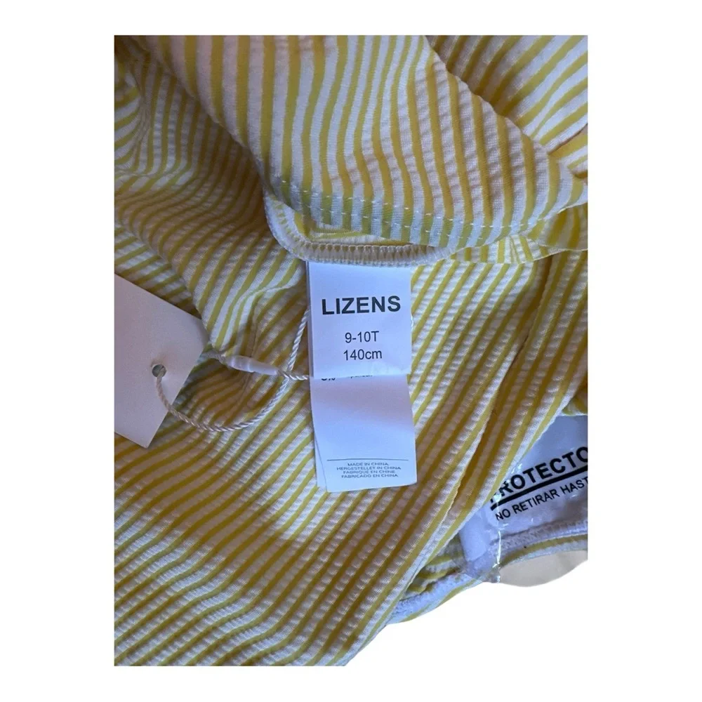 LIZENS Girls One Piece Swimsuit – Yellow & White Stripe – Size 9/10 – NWT - Picture 12 of 12